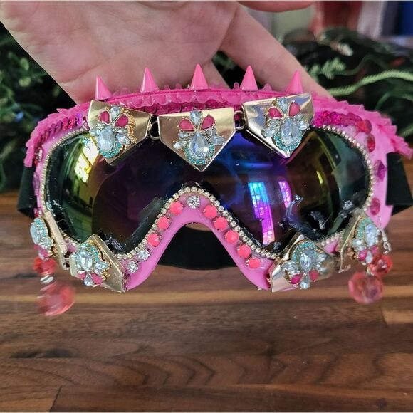 Hand Made Burning Man Goggles 🔥 Punk Pink - Picture 1 of 2